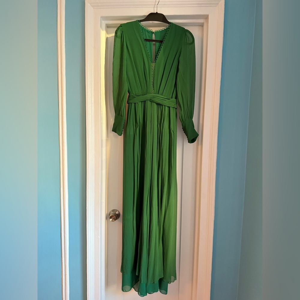 COSTARELLOS Belted silk-chiffon jumpsuit